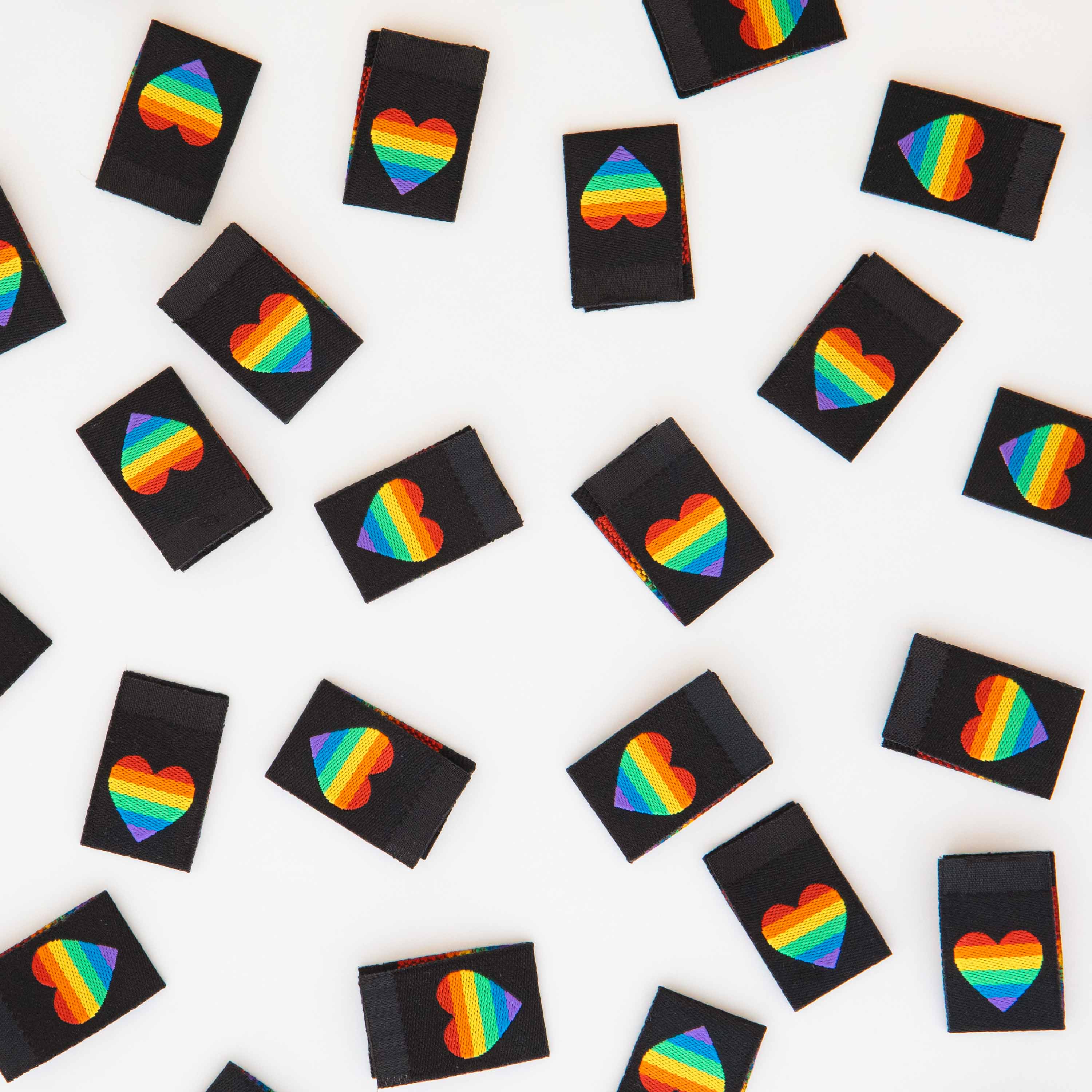 Pride Rainbow Heart Woven Sewing Quilt and Garment Labels