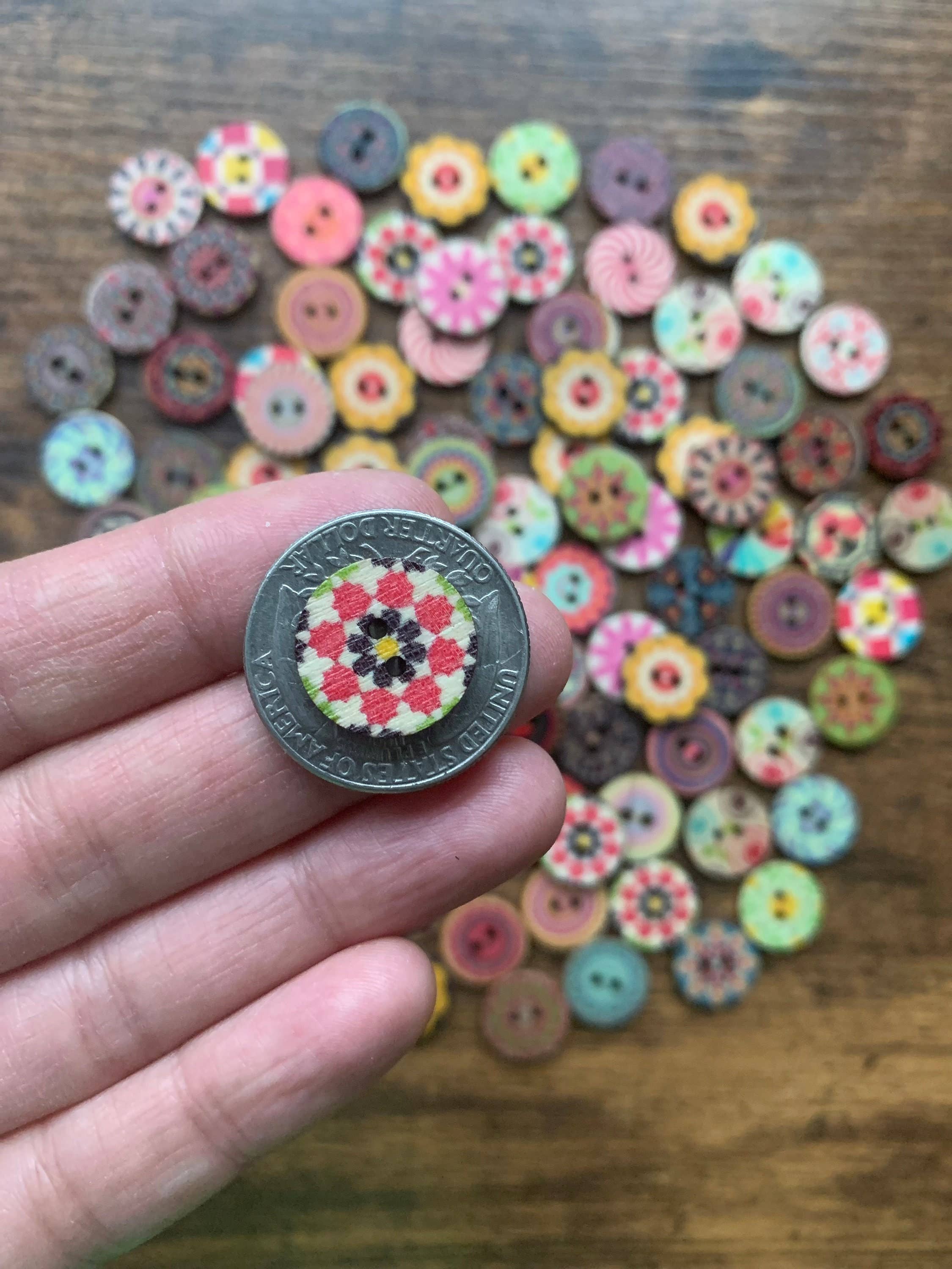 Painted Round Wooden Buttons