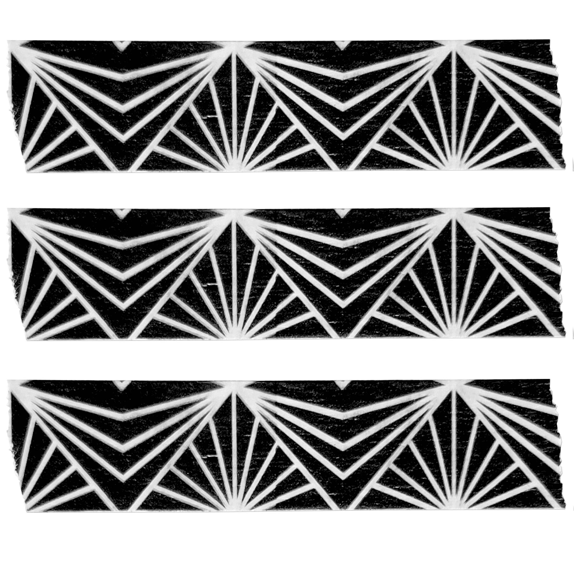 Black with White Rays Washi Tape, 10m