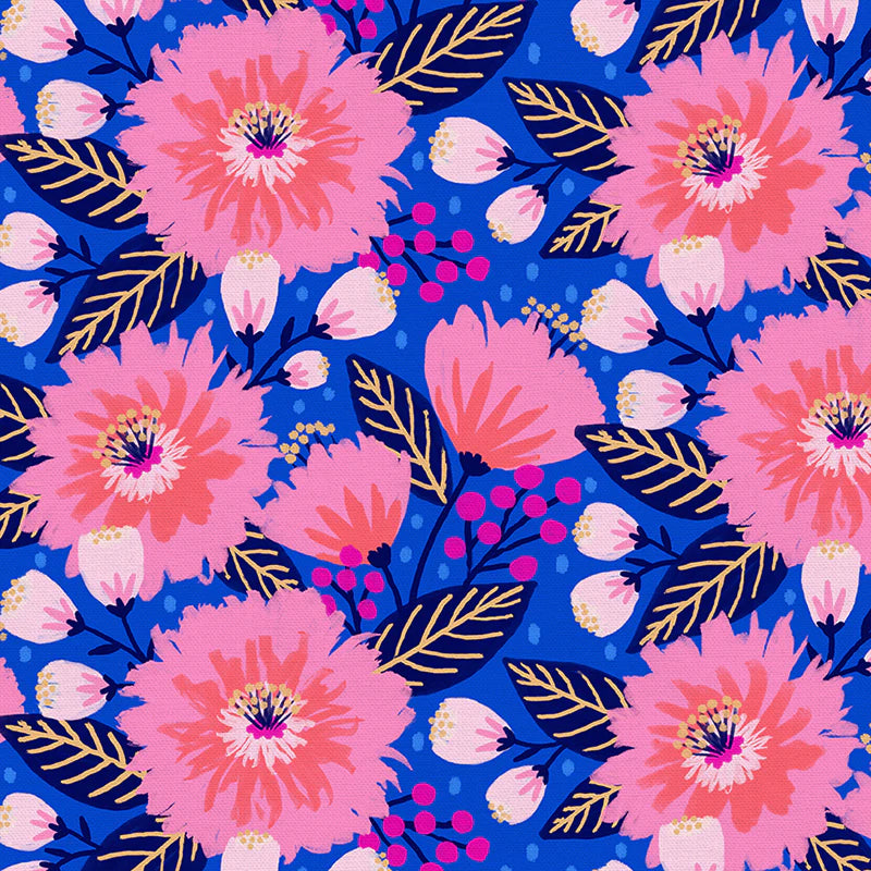 Vibrant Blooms – Dahlia Party – Dark Blue