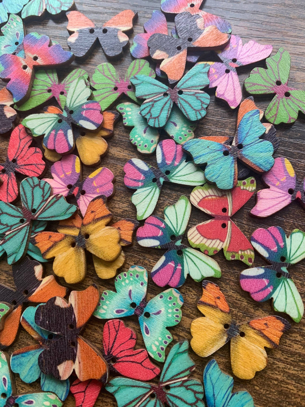 Wooden Butterfly Buttons 10-pack