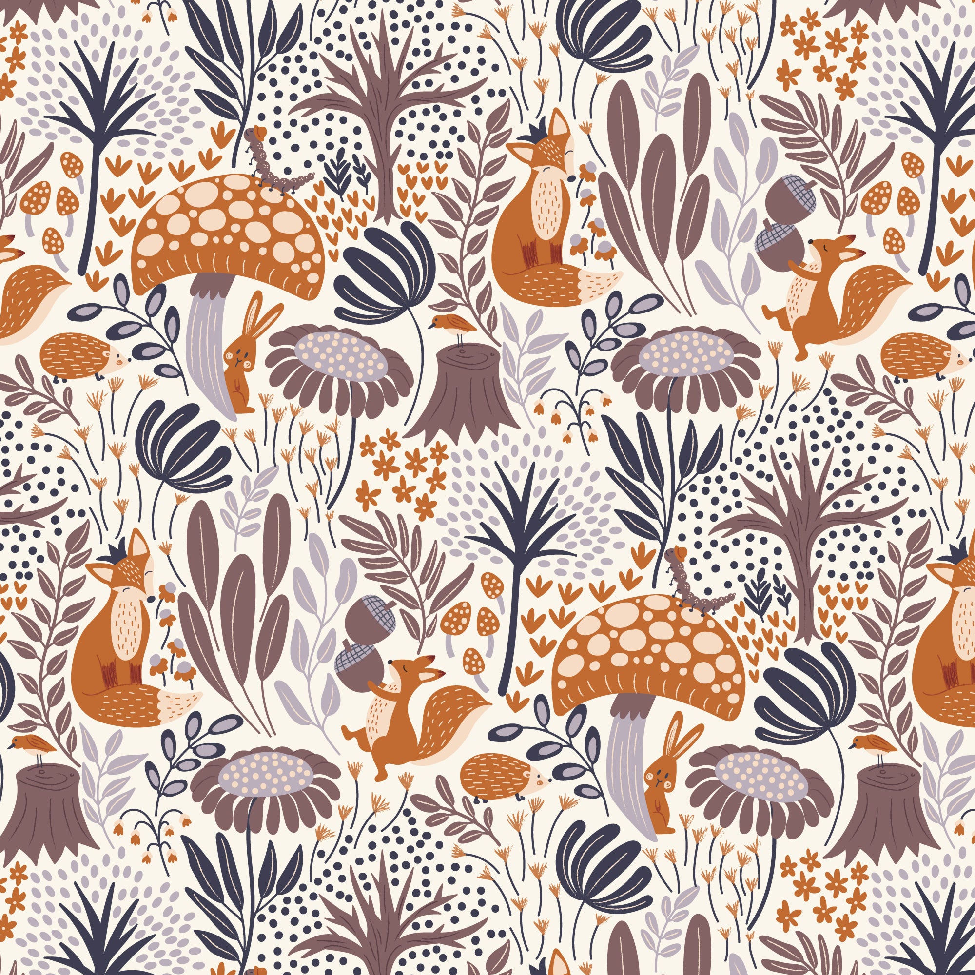 Whimsical Forest Floor Woodlander's Tale in Ivory