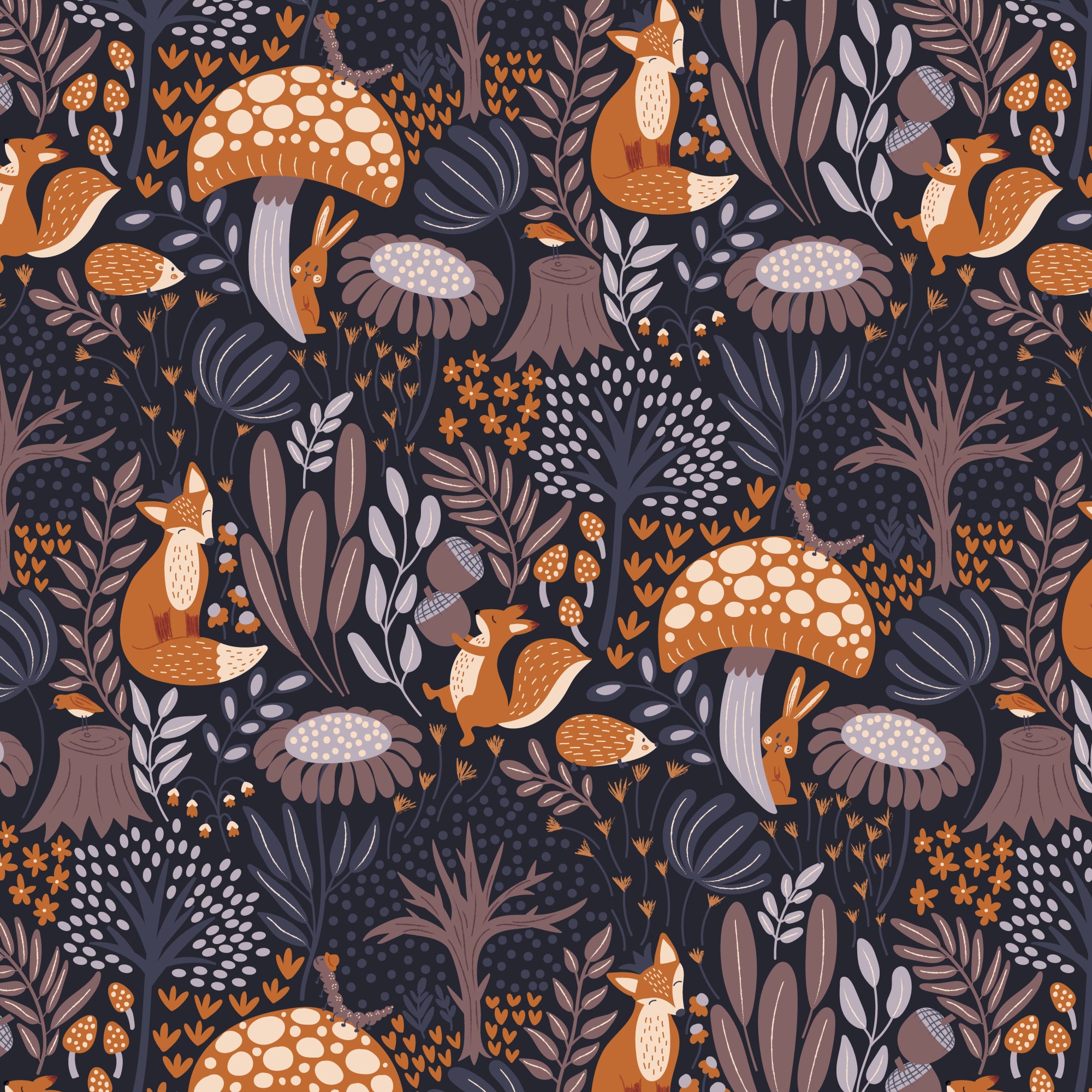 Whimsical Forest Floor Twilight Exploration Midnight