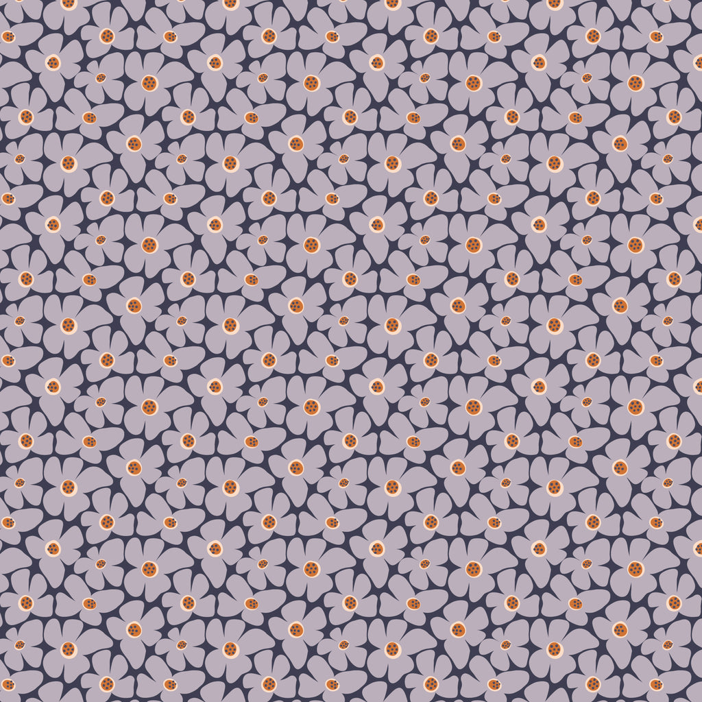 Whimsical Forest Floor Flower Patch Lavender Gray