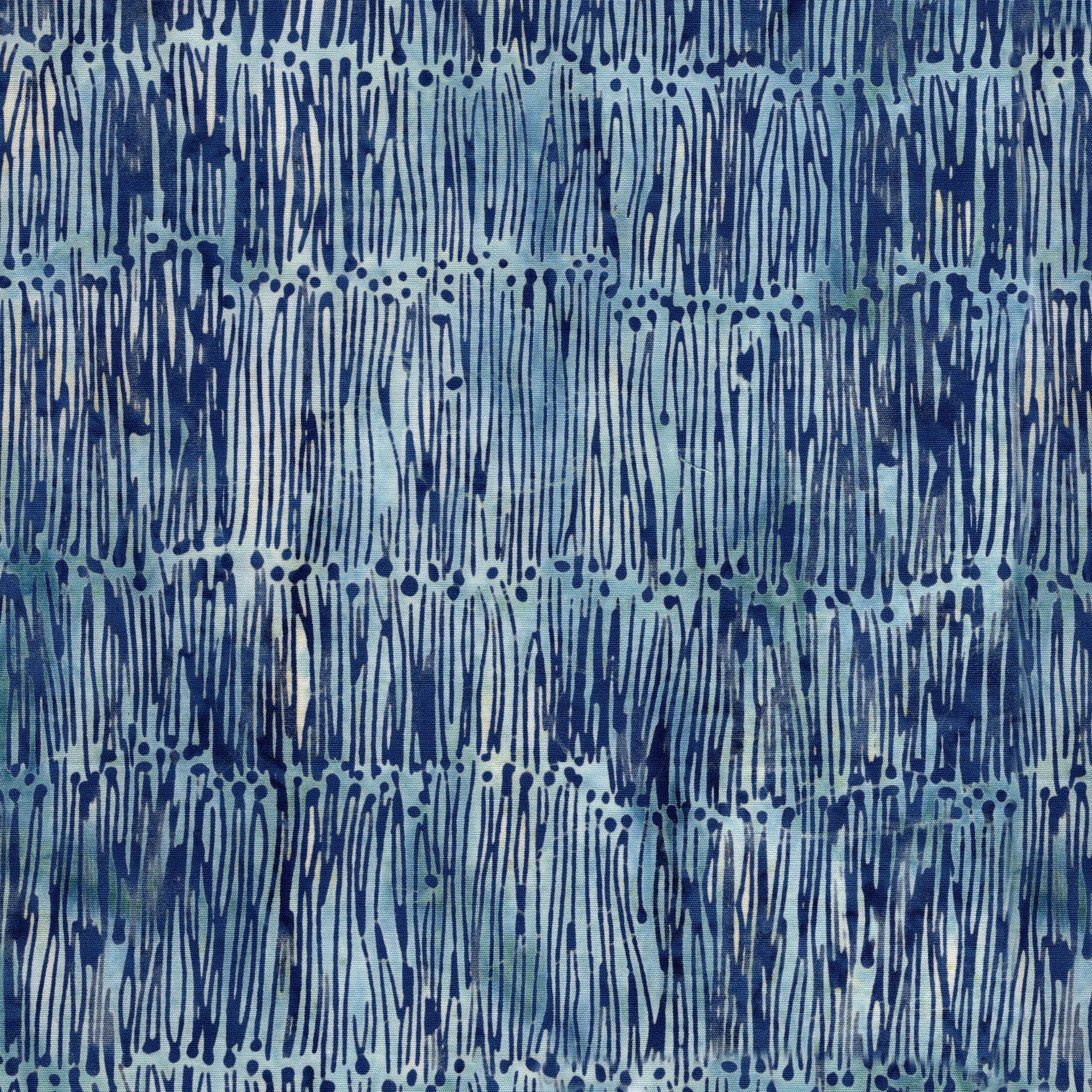Meadow Brook Batik Lines with Dots Blue Wave