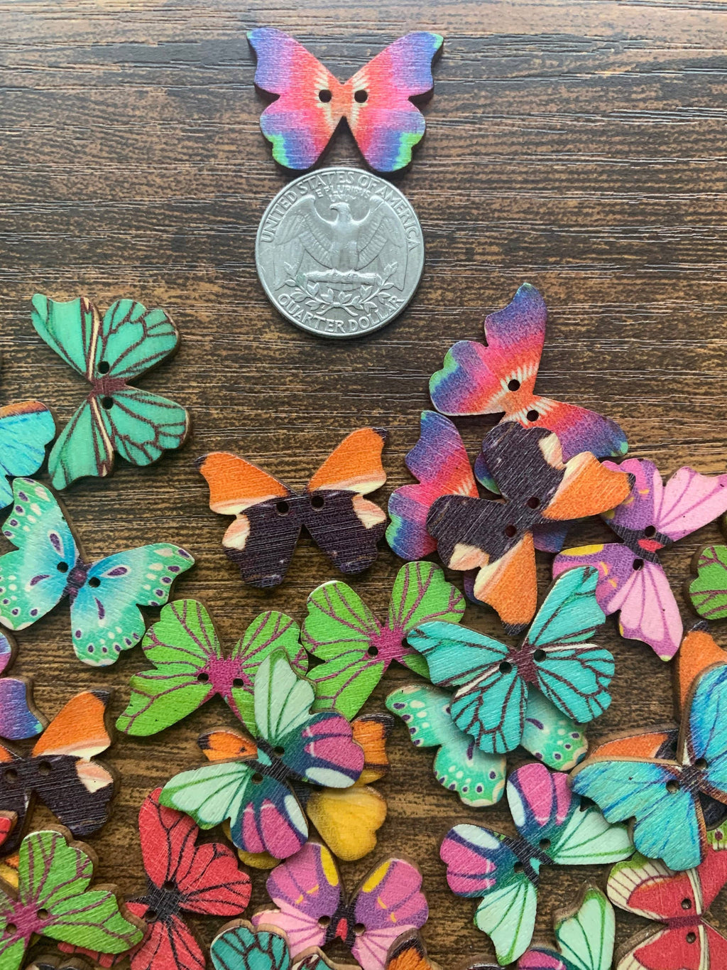 Wooden Butterfly Buttons 10-pack