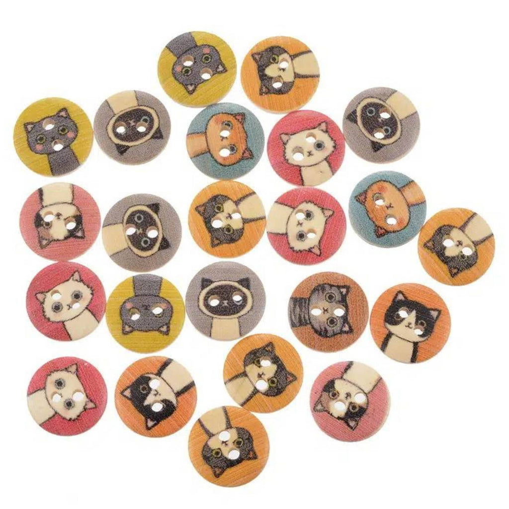 Wooden Cat Buttons