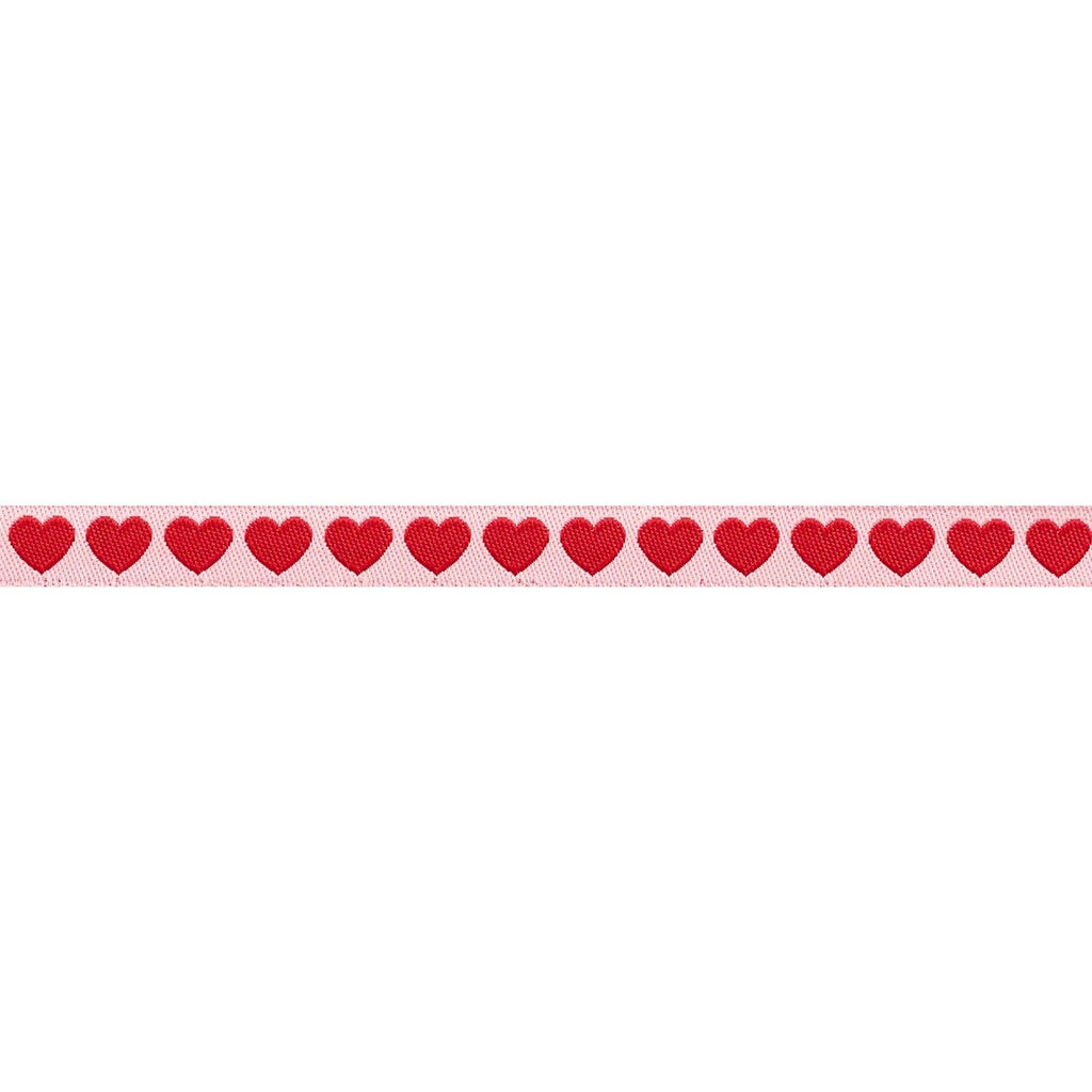 Funny Valentine - Tiny Hearts in Peach and Red - Ribbon 3/8" width - by Lizzy House