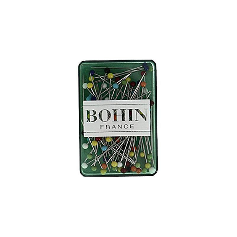 Box of pins with 'Bohin France' label on a white background