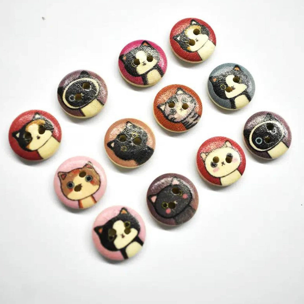 Wooden Cat Buttons