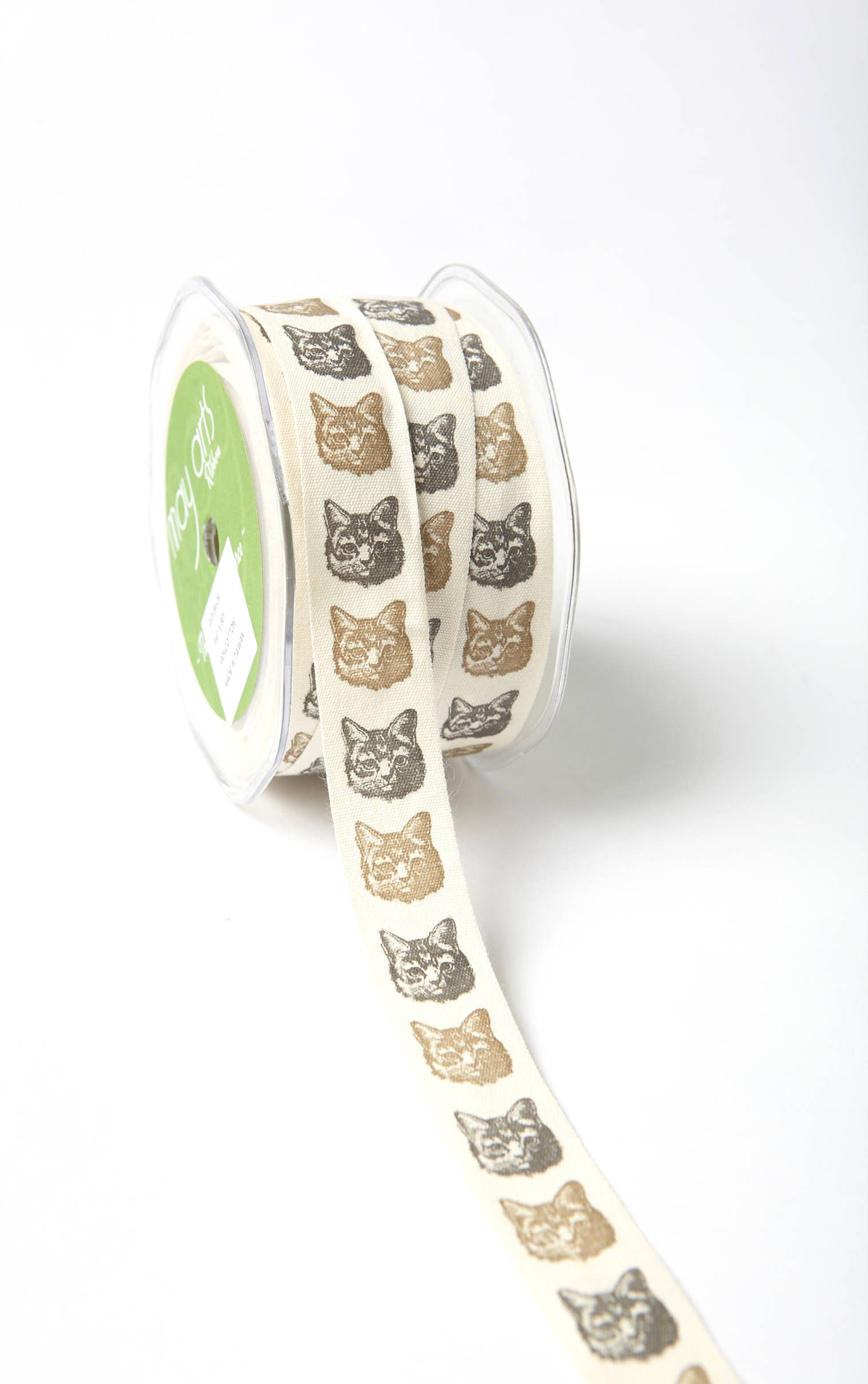 3/4" Cat Face Print 100% Cotton Ribbon