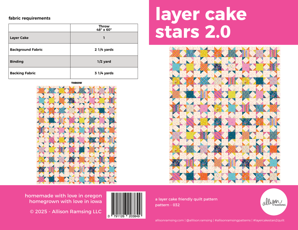 Layer Cake Stars 2.0 Quilt Pattern (Print)