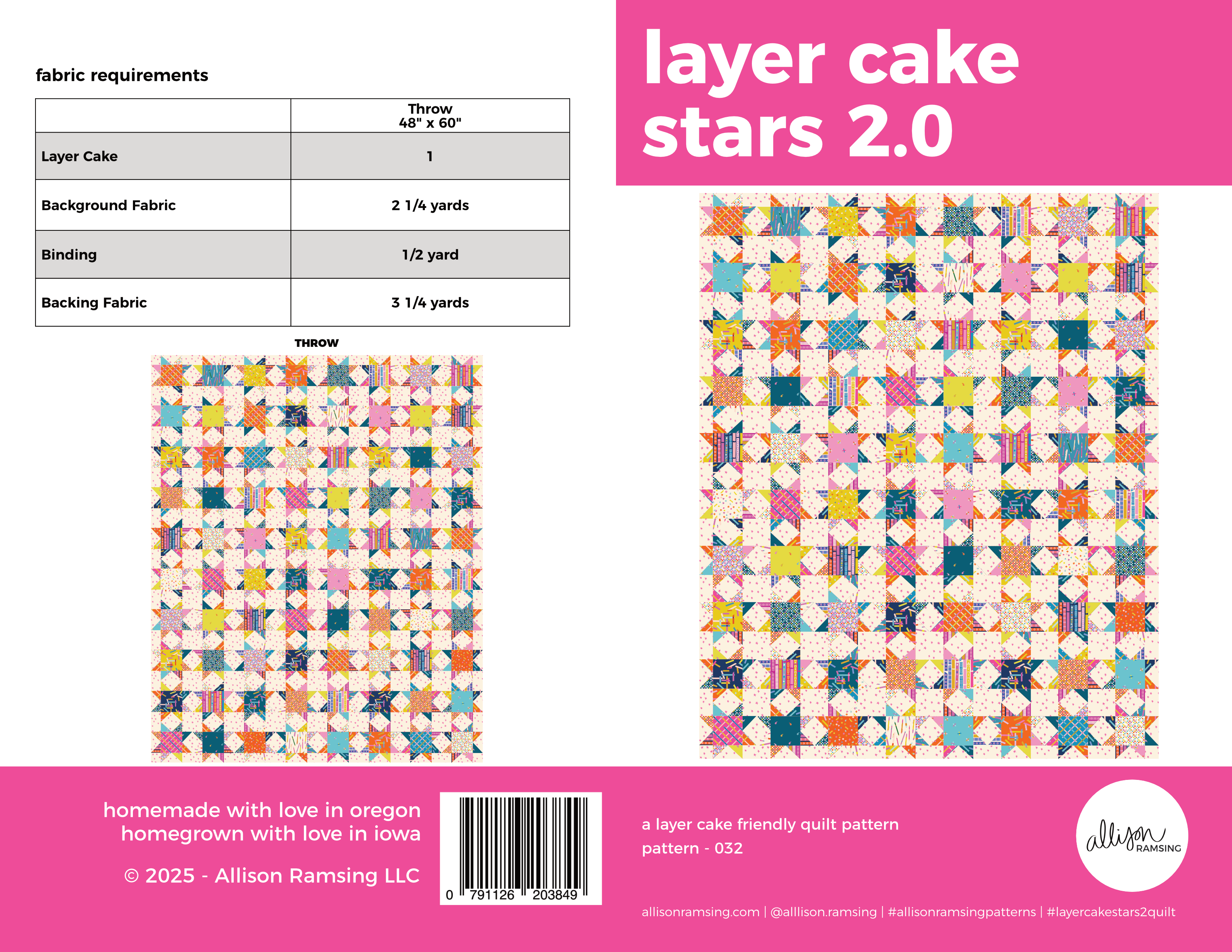 Layer Cake Stars 2.0 Quilt Pattern (Print)