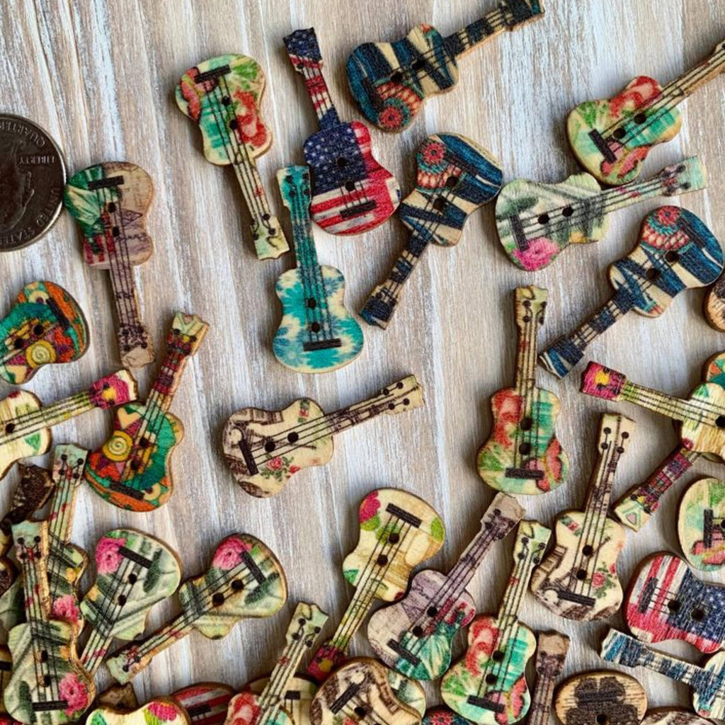Wooden Guitar Buttons