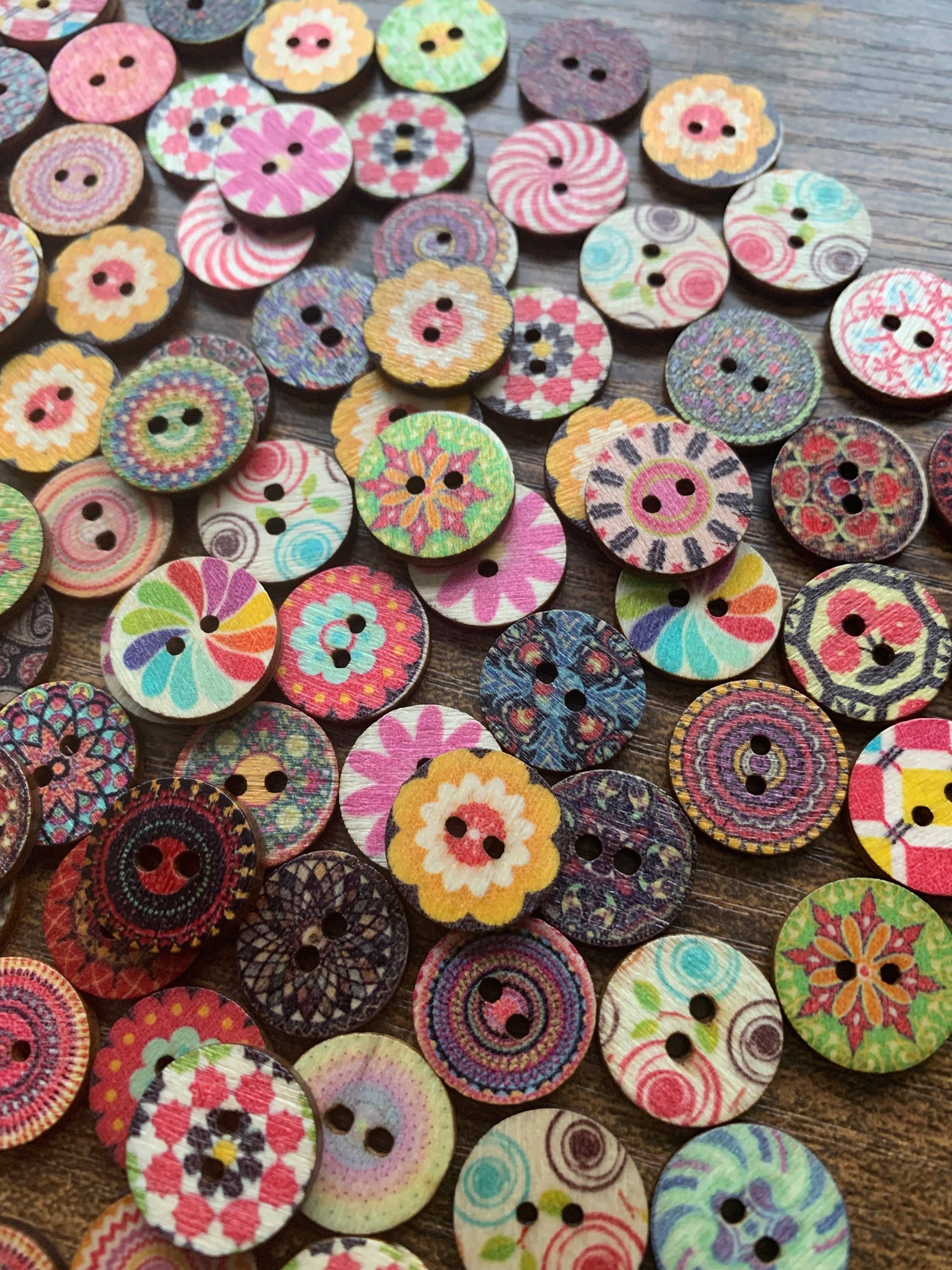 Painted Round Wooden Buttons
