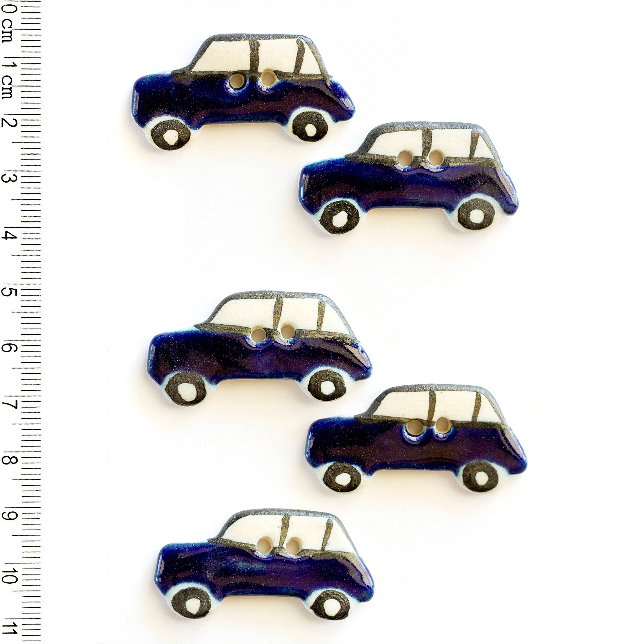 Handmade Blue Car Sewing Buttons