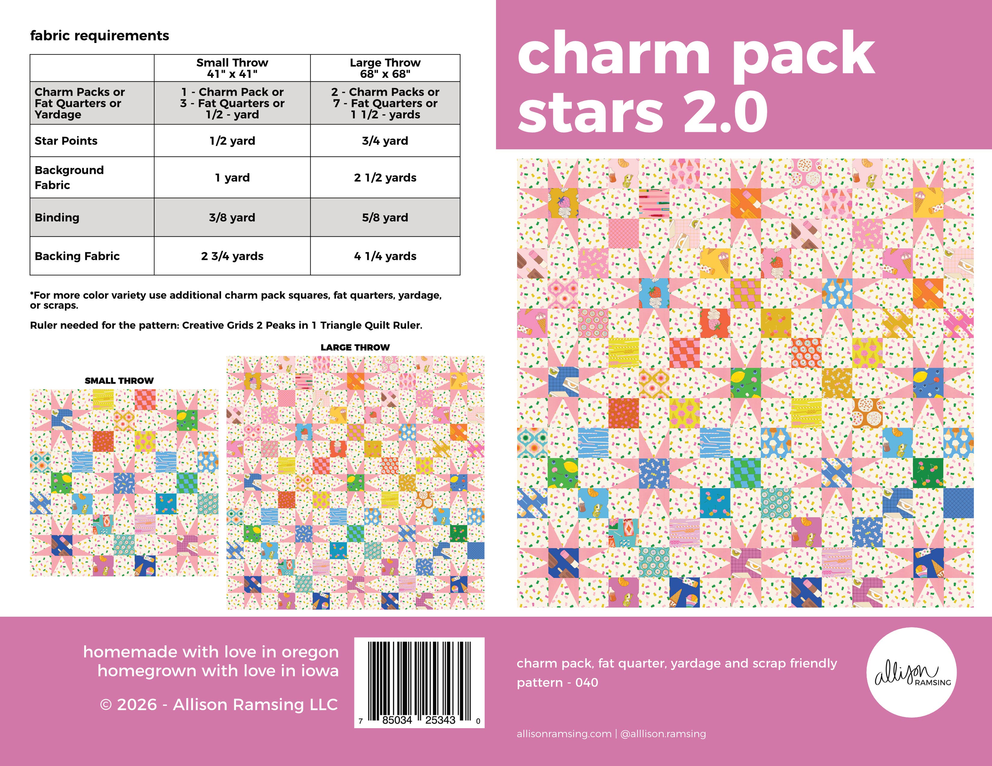 Charm Pack Stars 2.0 Quilt Pattern (Print)