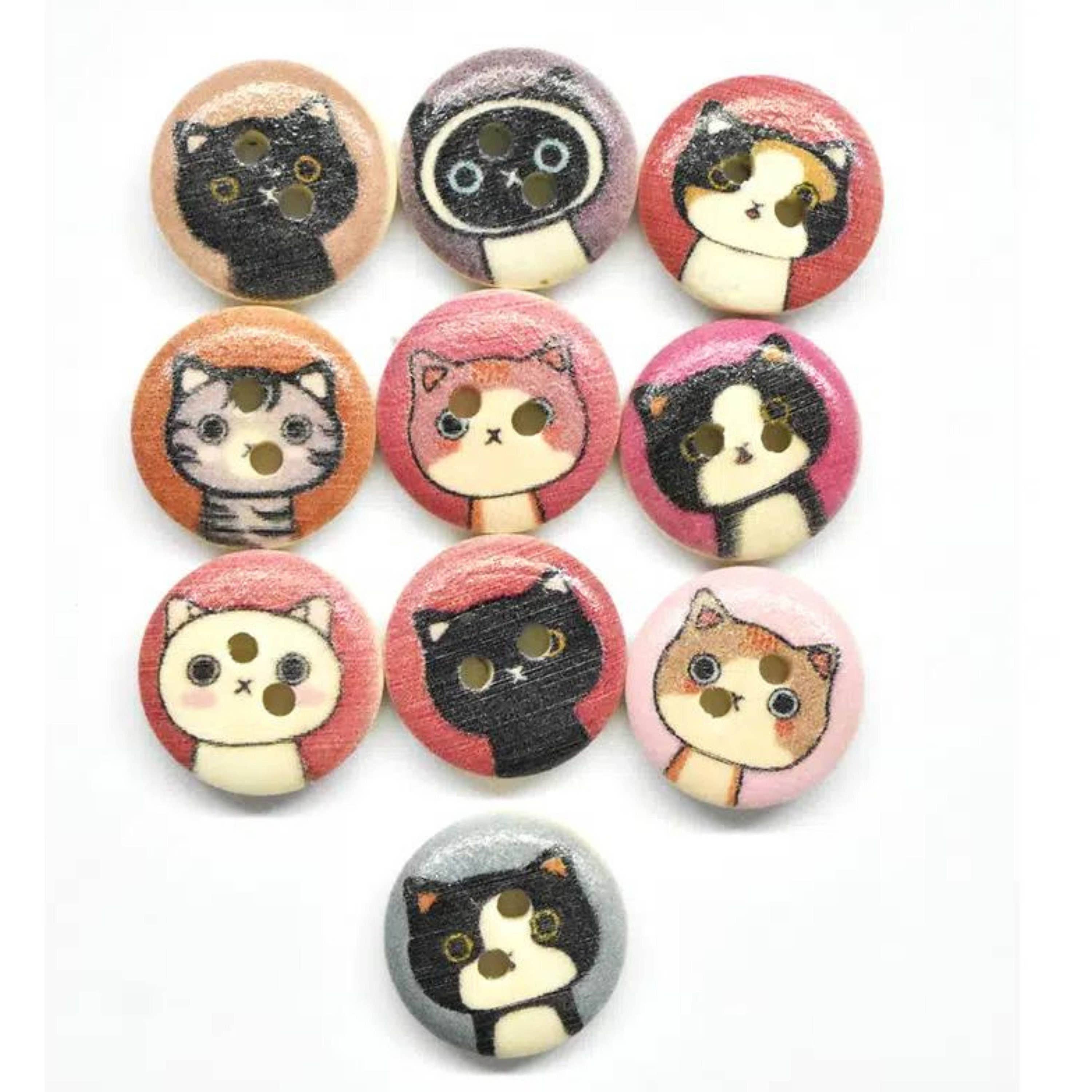 Wooden Cat Buttons