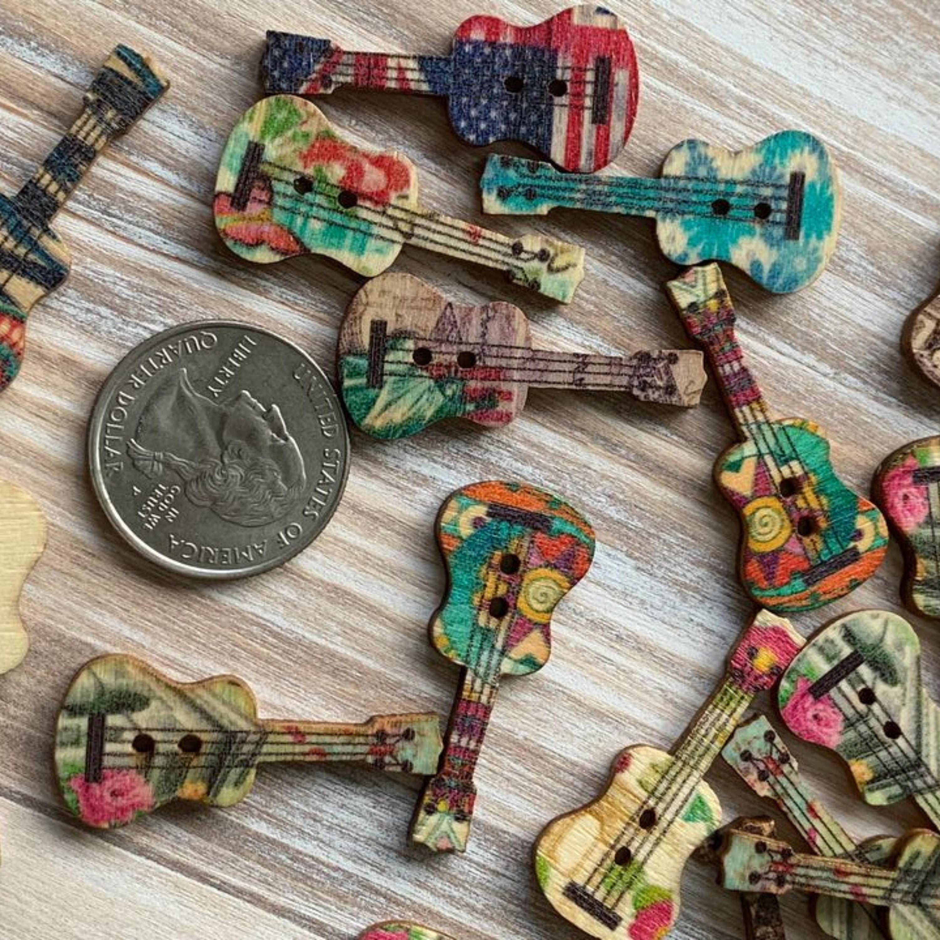 Wooden Guitar Buttons