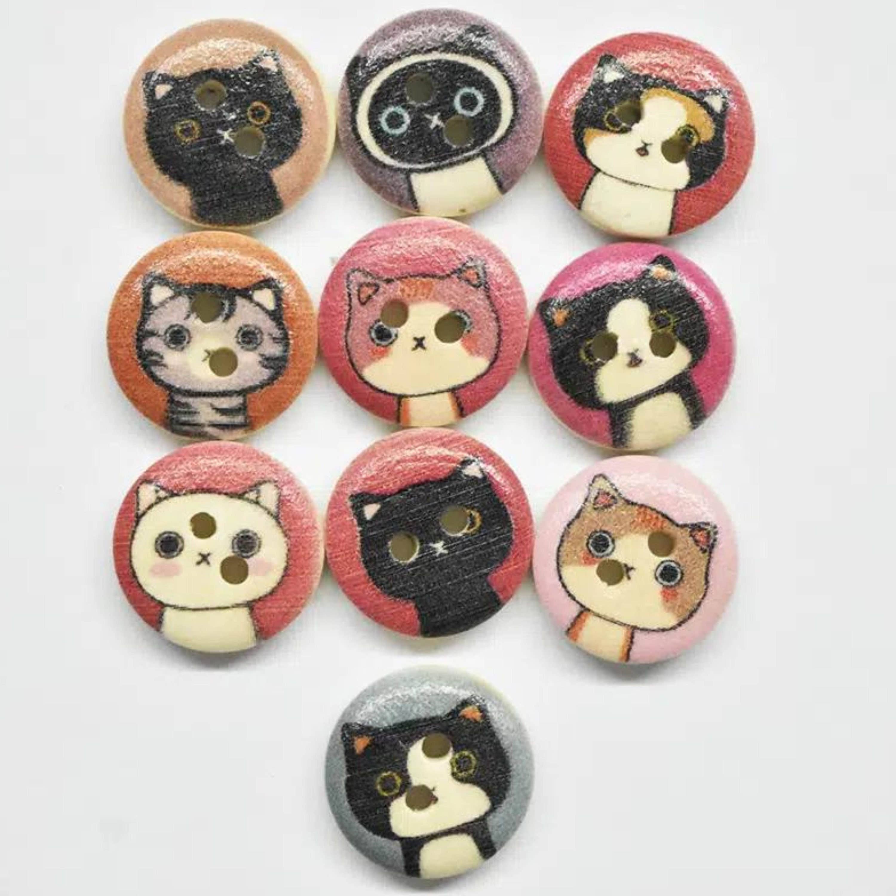 Wooden Cat Buttons