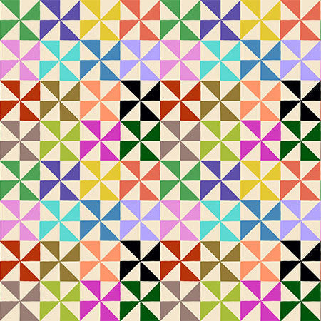 Pattern of colorful triangles in a grid layout