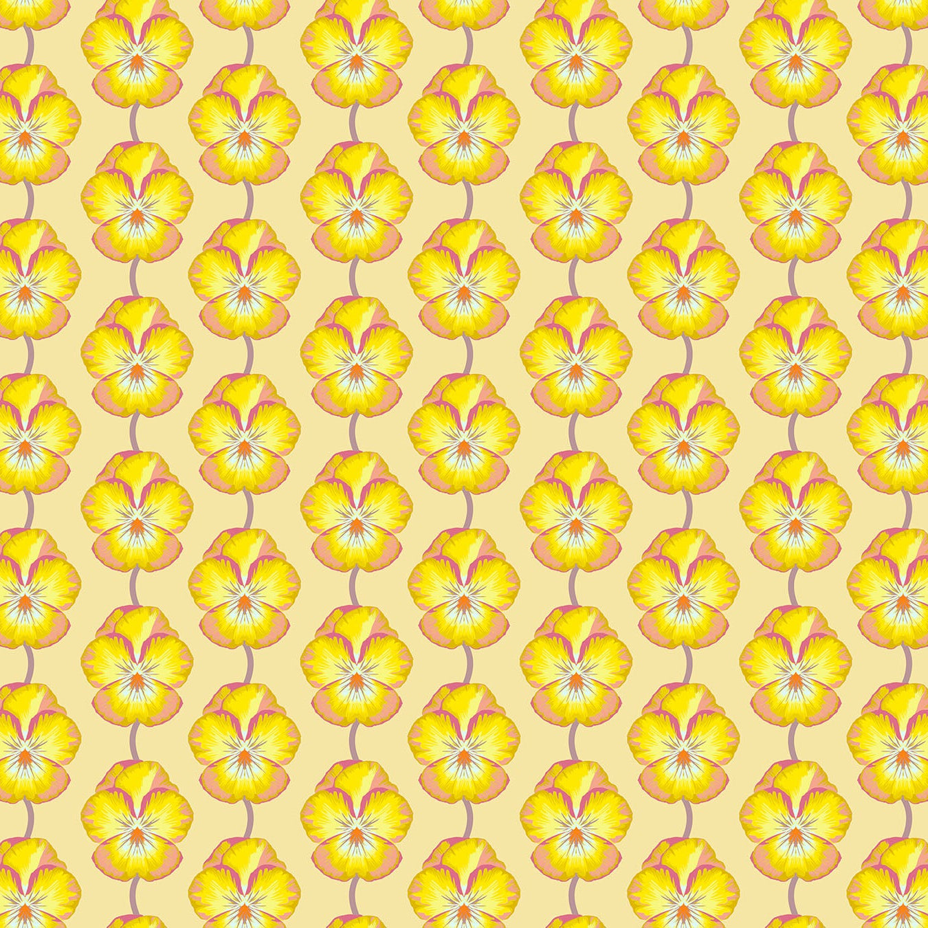 Pattern of yellow flowers on a beige background