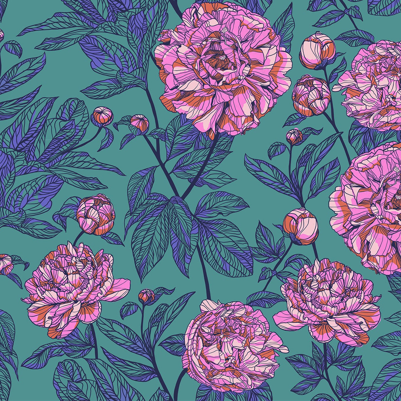 Anna Maria Indelible Peony Jade Wideback 108"