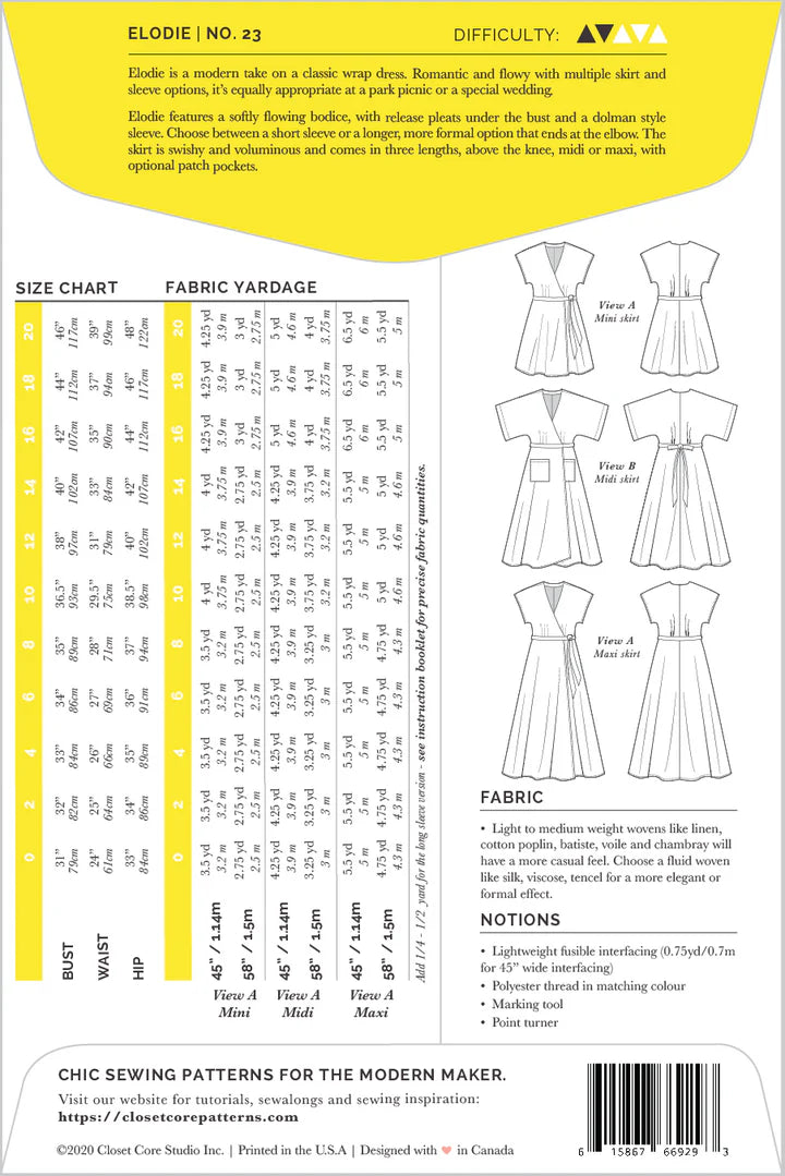 Elodie Wrap Dress Pattern (Print)