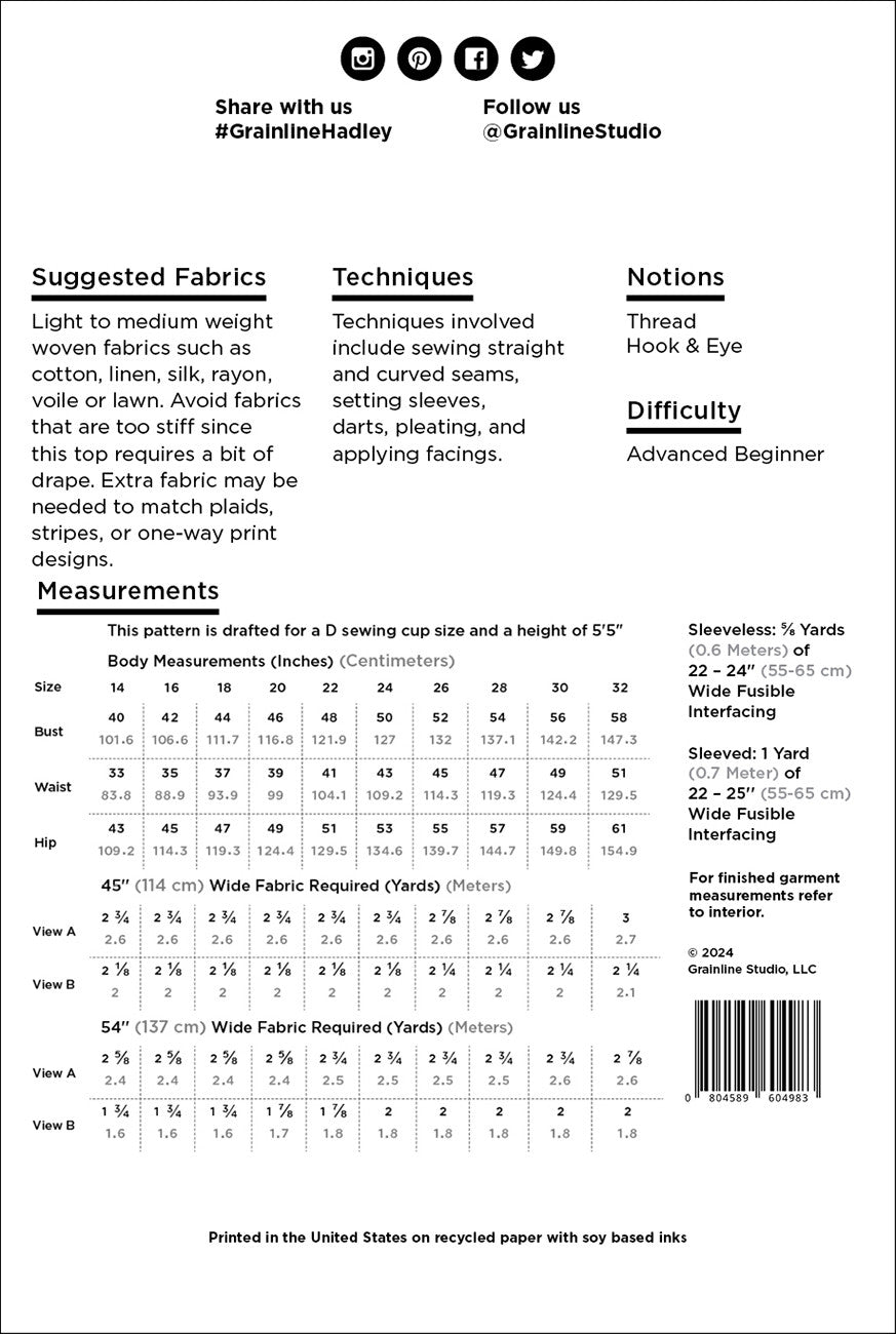 Hadley Top (Size 14-32) Print Pattern