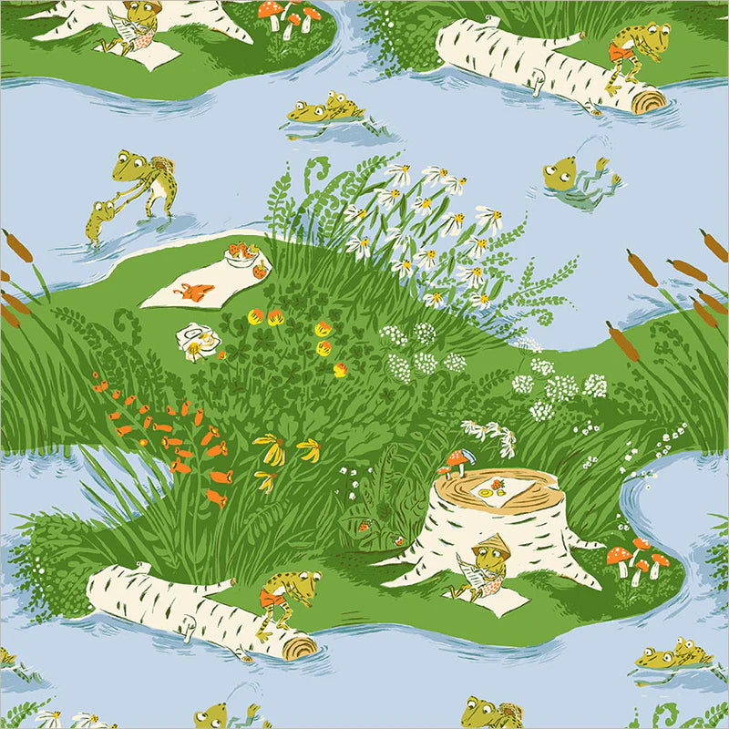 Heather Ross Favorites Frog Pond in Medium Blue