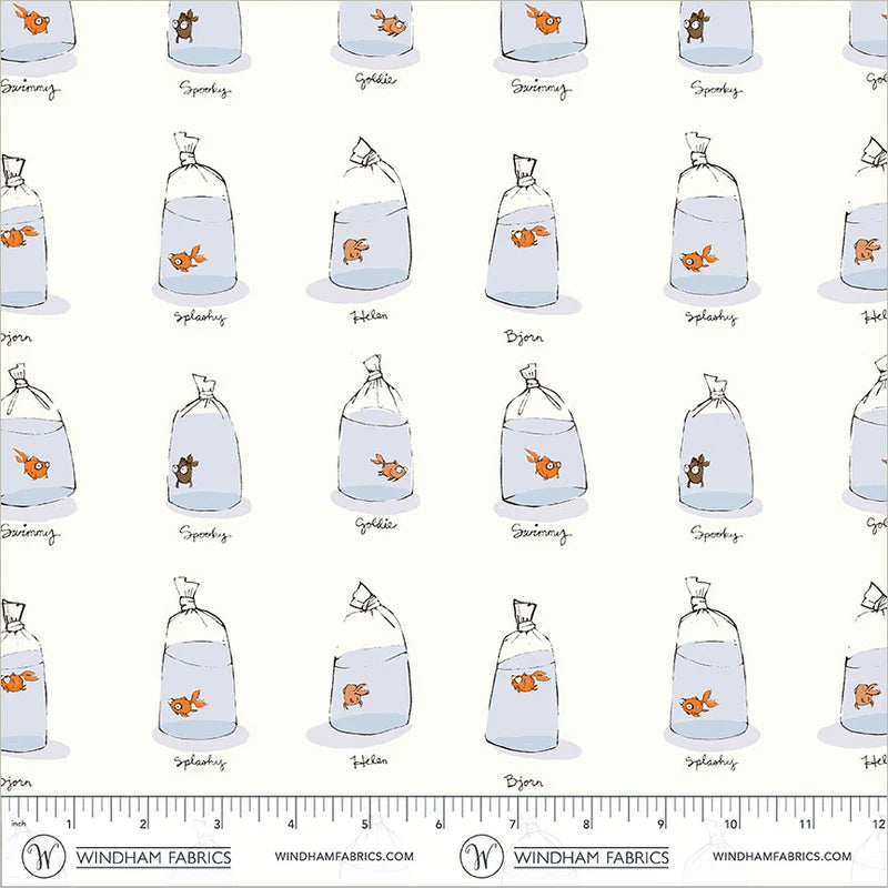 Heather Ross Favorites Goldfishes in Bags in White