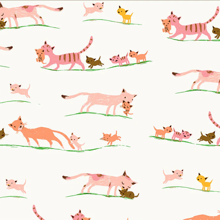 Heather Ross Favorites Marching Cats in Cream