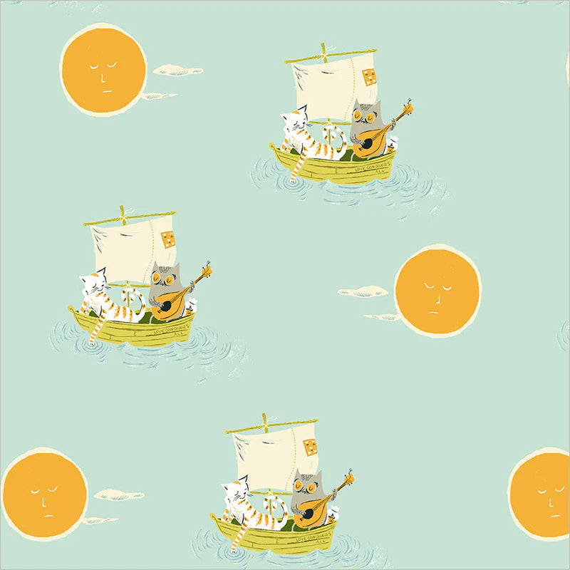 Heather Ross Favorites Owl and the Pussycat Aqua