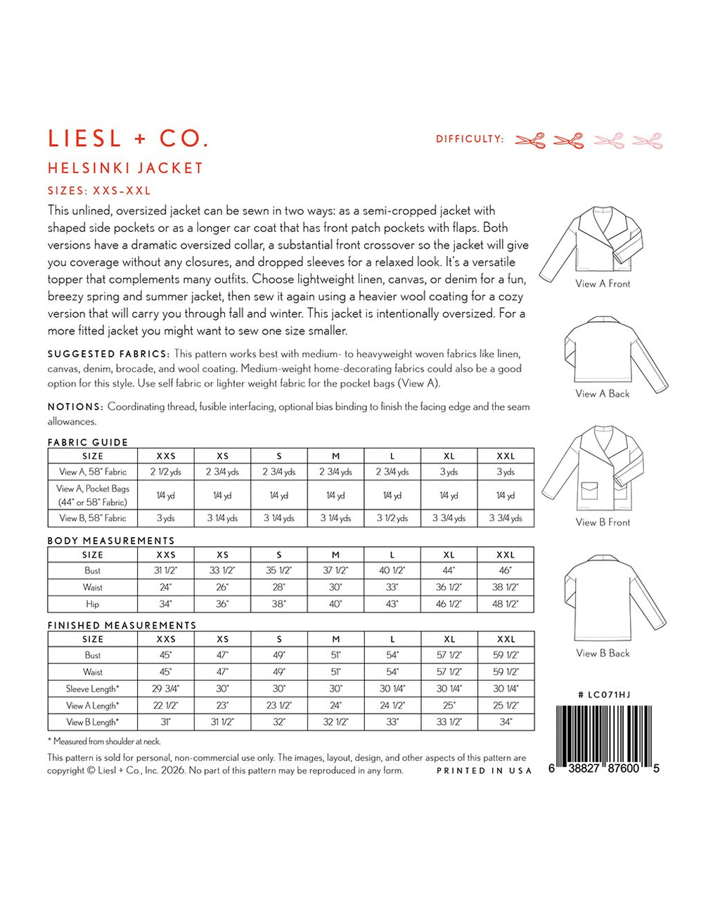 Helsinki Jacket Print Pattern