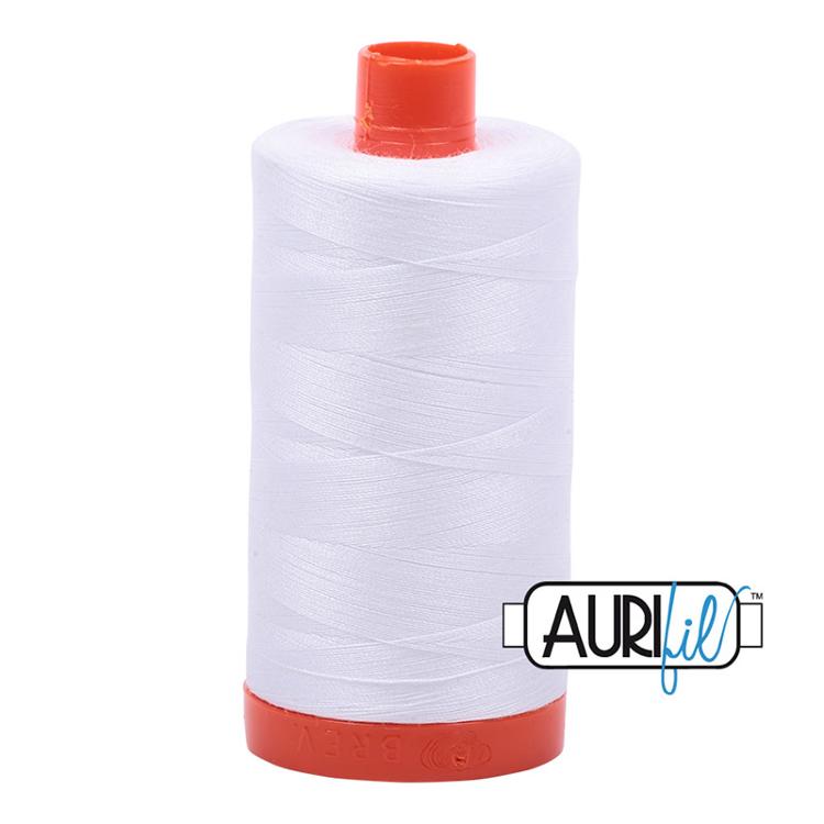 Aurifil Cotton Mako Thread 50wt 1300m - White