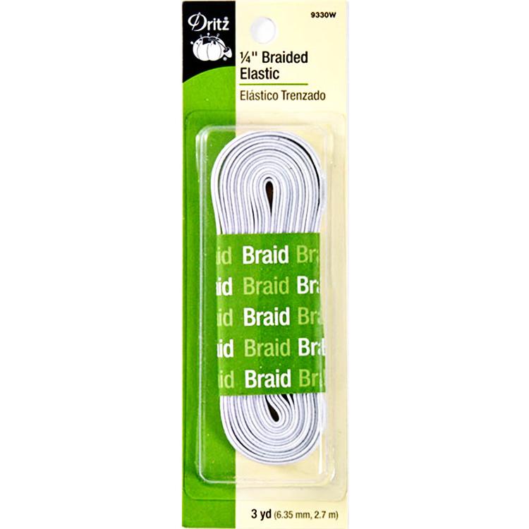 Braided Elastic 1/4" x 3yd - White