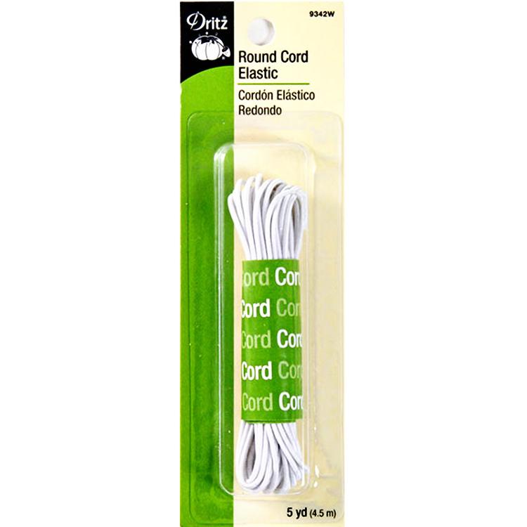 Round Cord Elastic 5yd - White