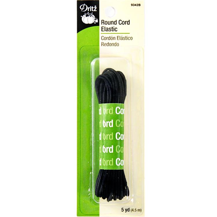 Round Cord Elastic 5yd - Black