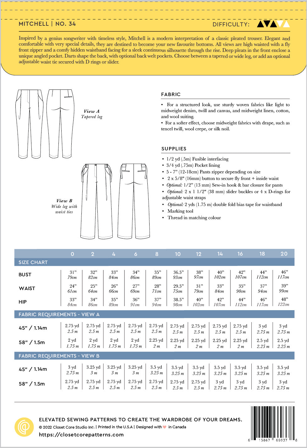 Mitchell Trousers Pattern (Print)