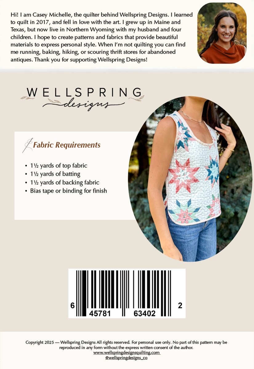 Wellspring Designs Quilted Tank Top Pattern