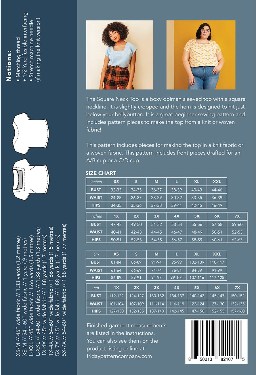 Square Neck Top Print Pattern