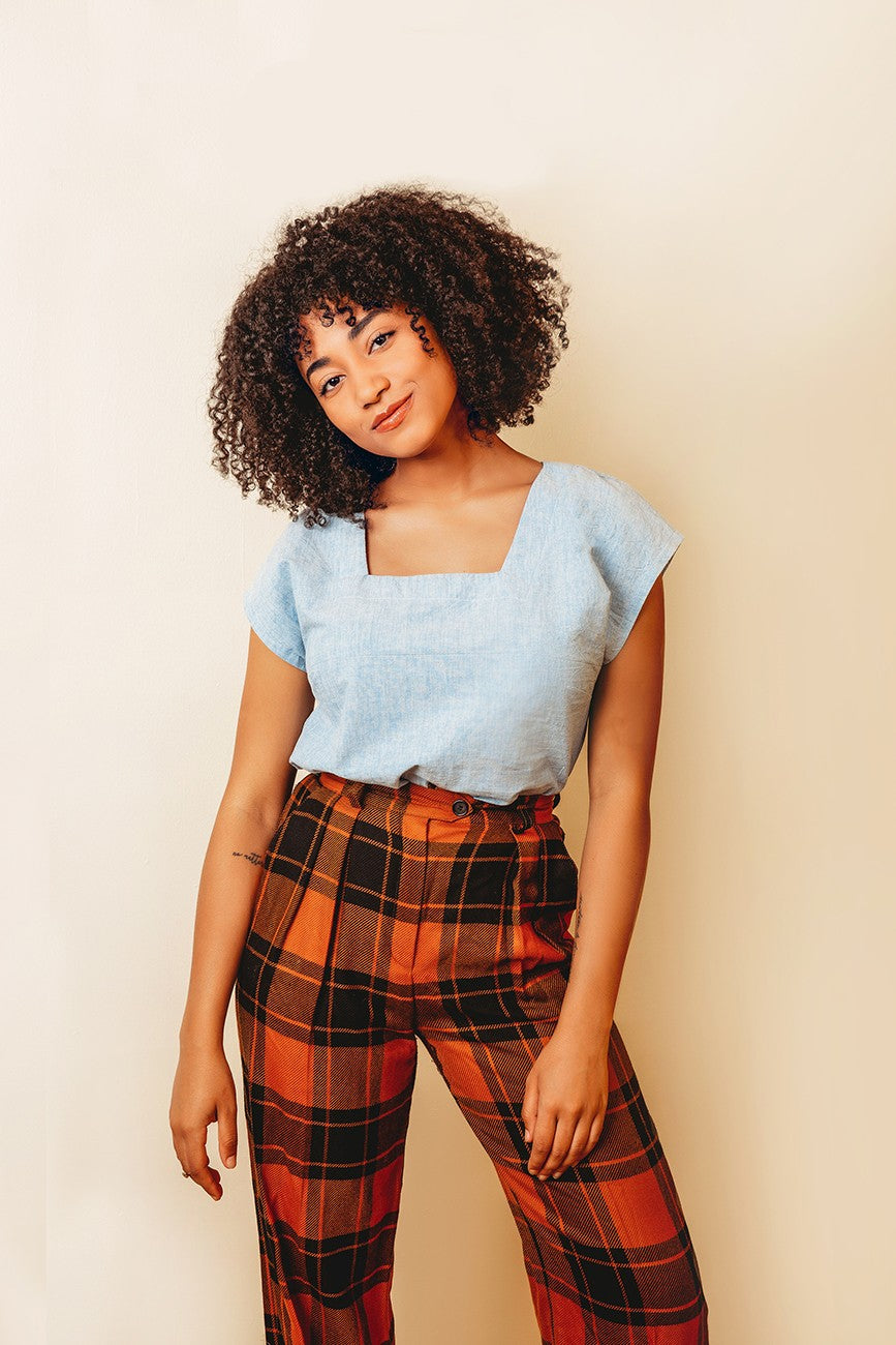Square Neck Top Print Pattern
