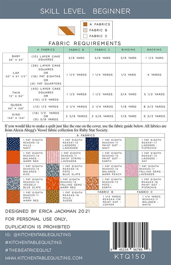 Kitchen Table Quilts The Beatrice Quilt Pattern