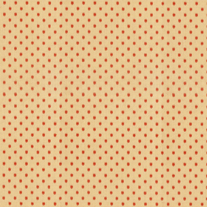 Beige fabric with small red polka dots