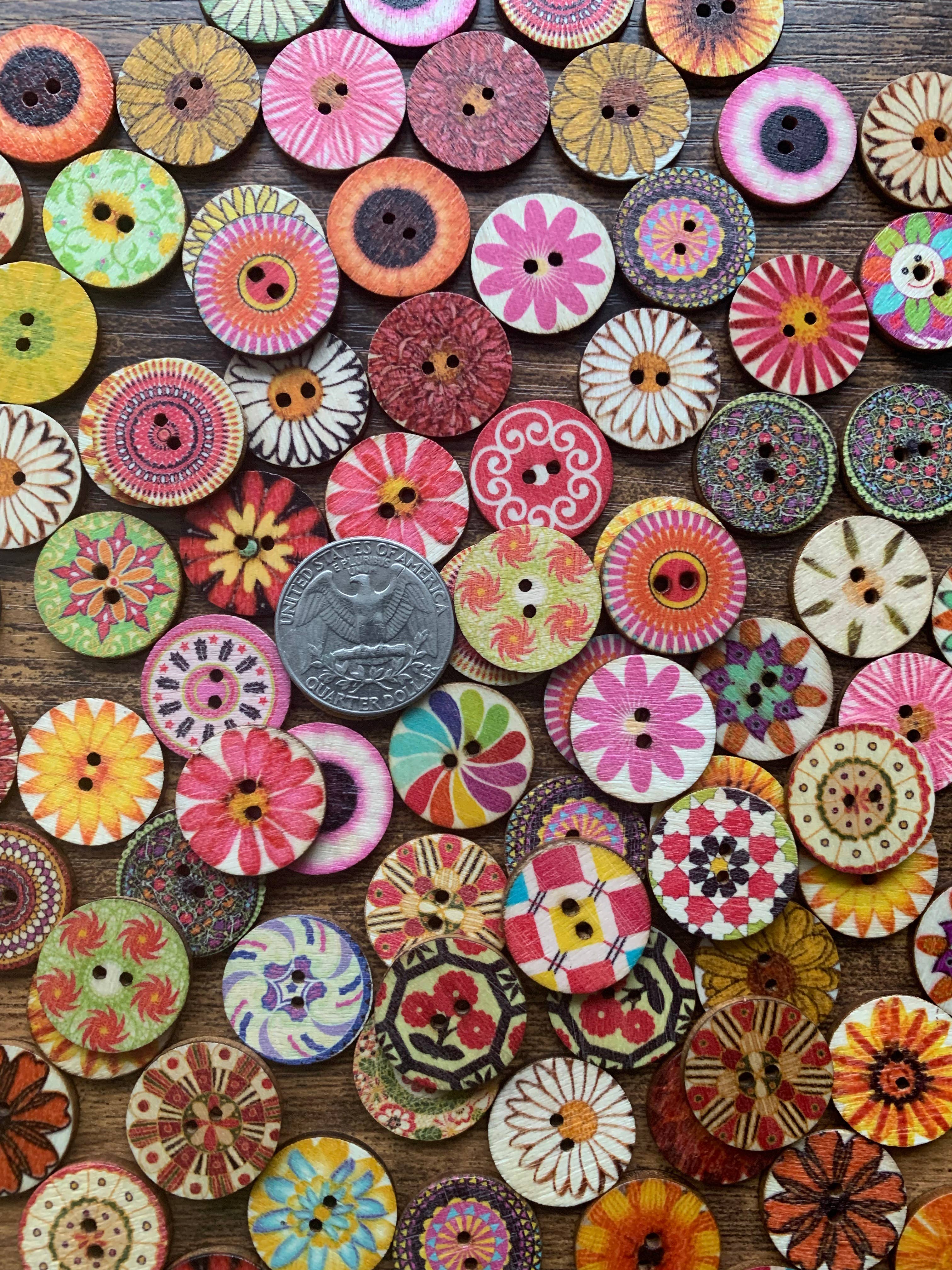Wooden 1" Round Buttons 20-pack