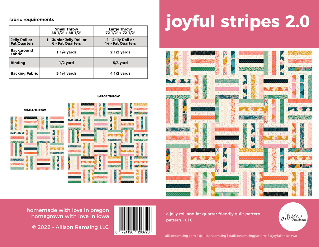 Joyful Stripes 2.0 Quilt Pattern (Print)
