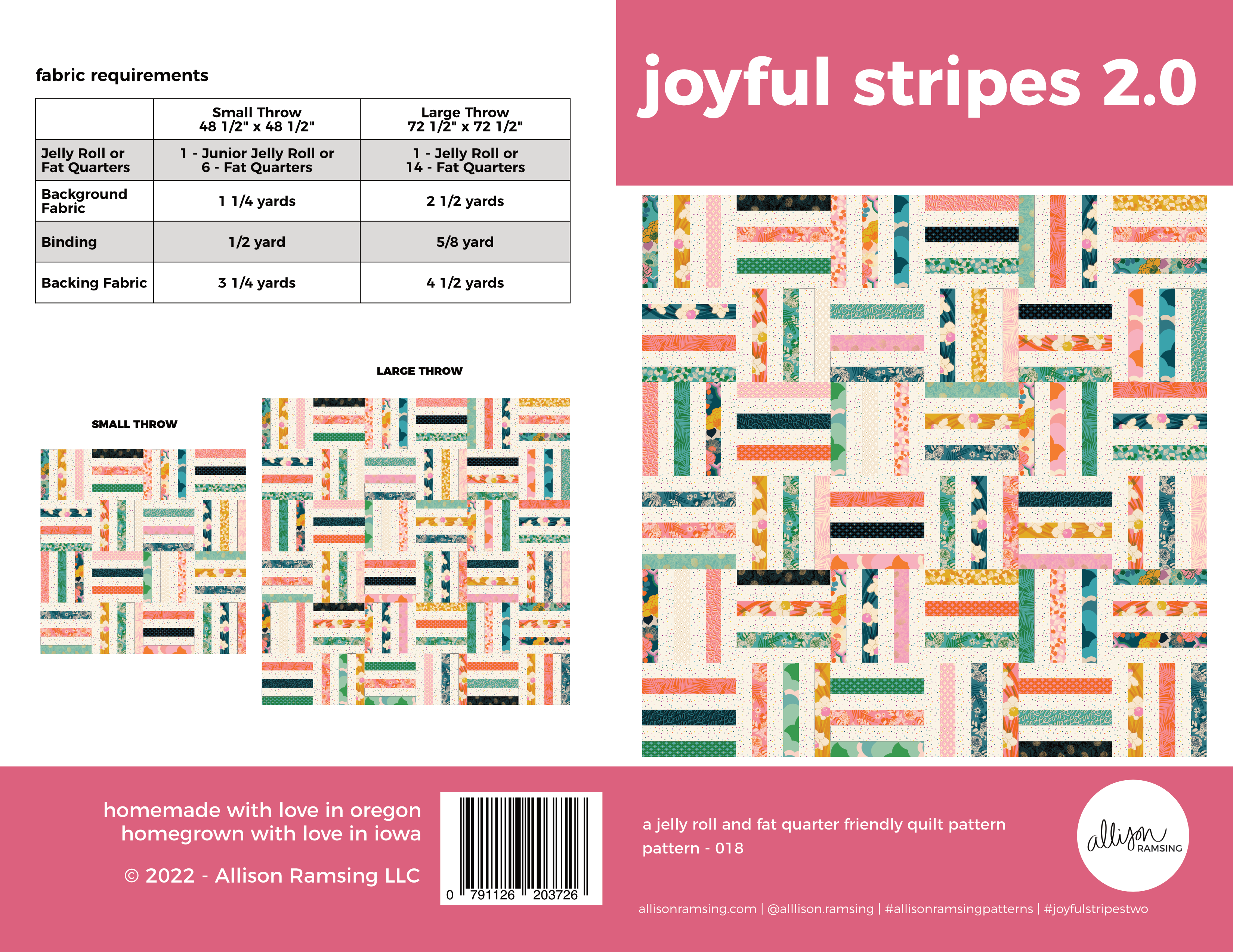 Joyful Stripes 2.0 Quilt Pattern (Print)