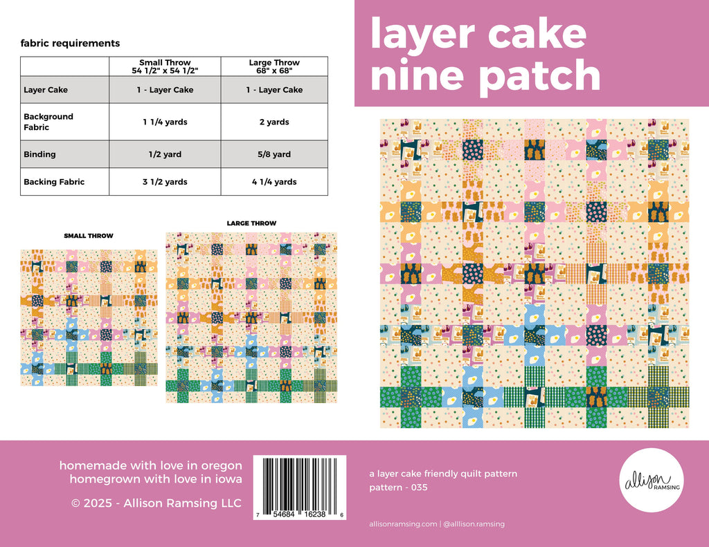 Layer Cake Nine Patch Quilt Pattern (Print)