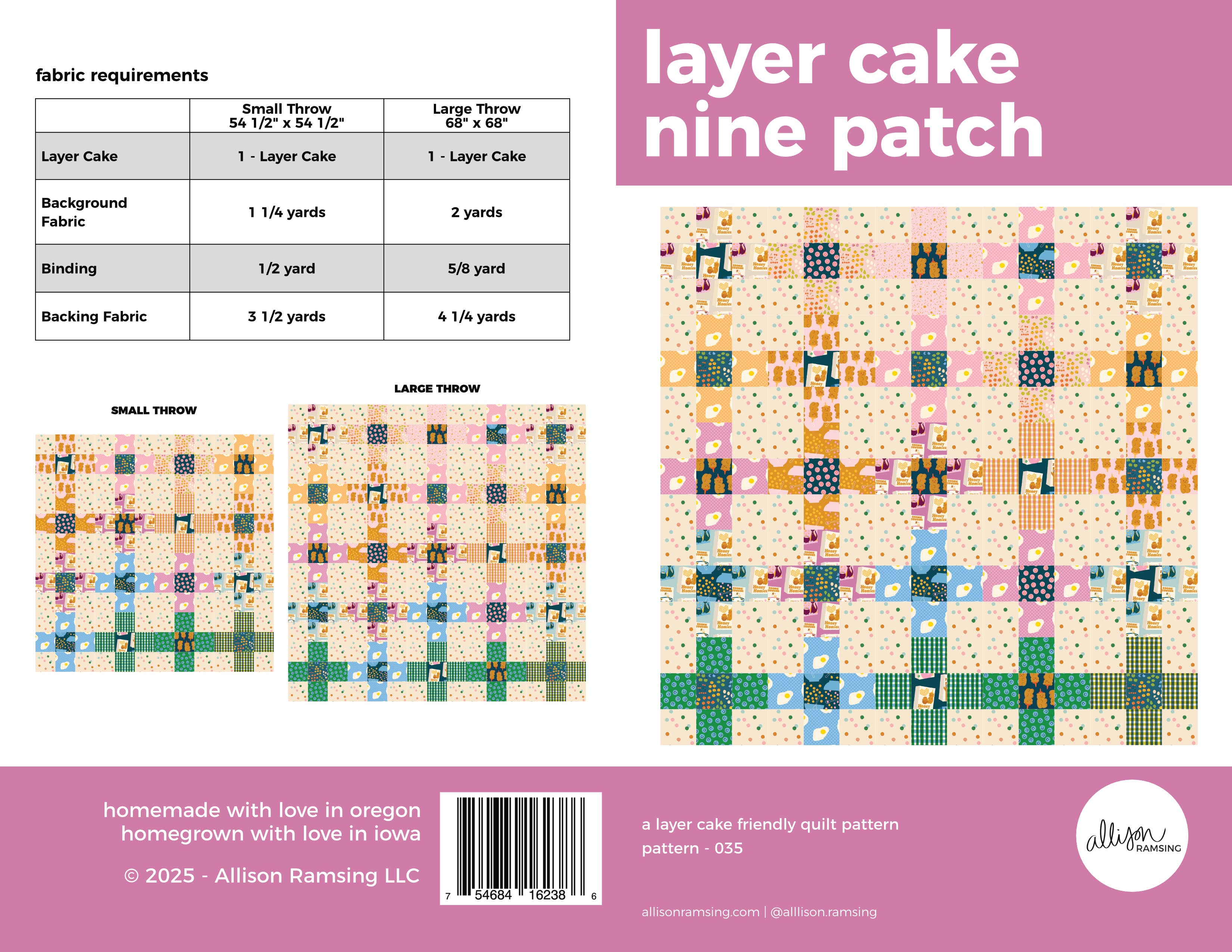 Layer Cake Nine Patch Quilt Pattern (Print)