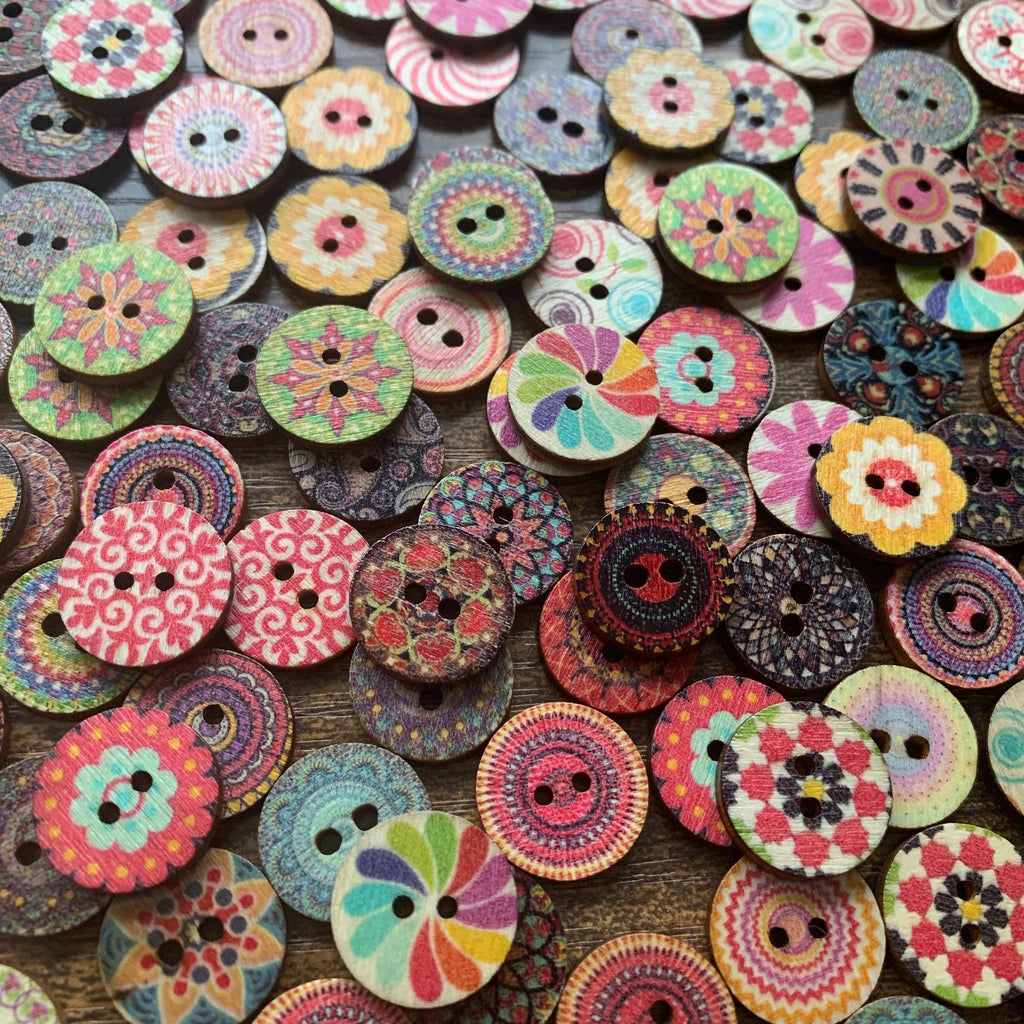 Painted Round Wooden Buttons